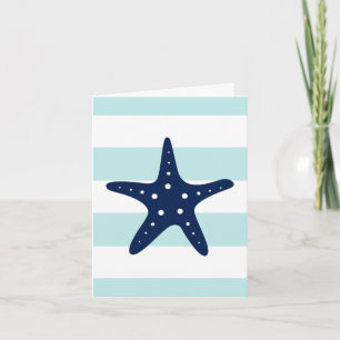 Tarjeta De Agradecimiento Starfish azul en rayas de menta