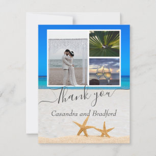 Tarjeta De Agradecimiento Starfish de playa tropical en Boda de arena