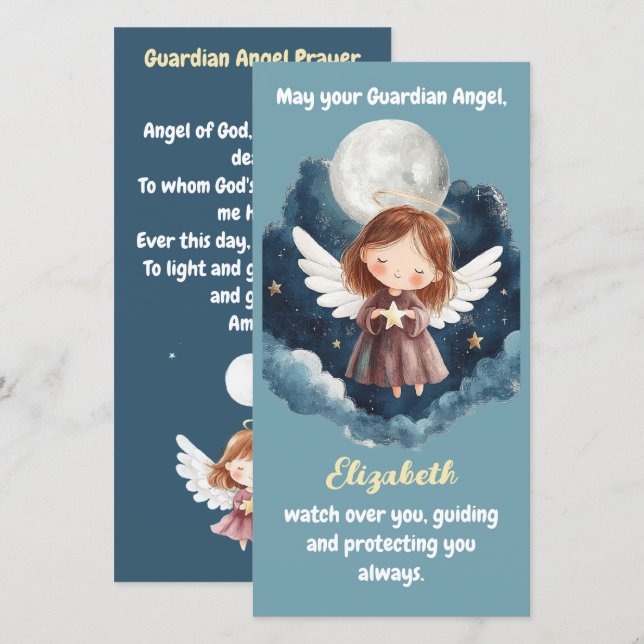 Tarjeta De Agradecimiento Starry Night Guardian Angel for Gilrl Bookmark (Anverso / Reverso)