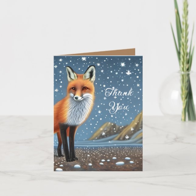 Tarjeta De Agradecimiento Starry Starry Night Storybook Fox (Anverso)