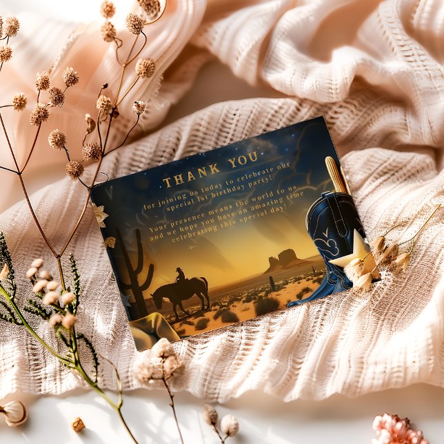 Tarjeta De Agradecimiento Starry Western Cowboy 1st Birthday Rodeo (Subido por el creador)