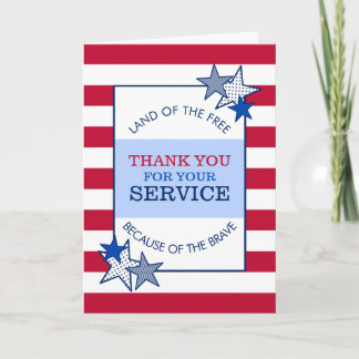 Tarjeta De Agradecimiento Stars and Stripes Servicio Patriótico Veterano Mod