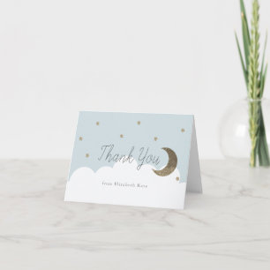 Tarjeta De Agradecimiento Stars & Crecsent Moon Baby Blue Boy