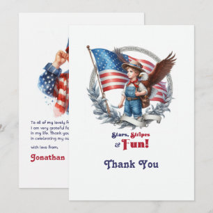 Tarjeta De Agradecimiento Stars & Stripes Patriotic Boy Birday Gracias