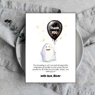 Tarjeta De Agradecimiento Stars Whimsical Little Boo Balloon Baby Shower
