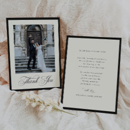 Tarjeta De Agradecimiento STATELY CALLIGRAPHY Wedding Photo