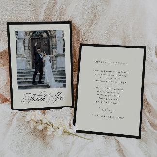 Tarjeta De Agradecimiento STATELY CALLIGRAPHY Wedding Photo