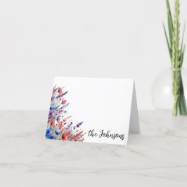 Tarjeta De Agradecimiento Stationery Personalizado de flores silvestres púrp