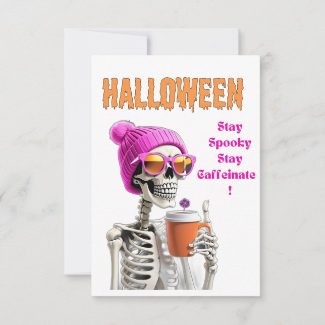 Tarjeta De Agradecimiento Stay Spooky Stay Caffeinated Halloween Card (Anverso)