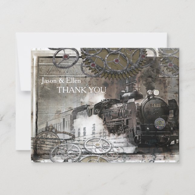 Tarjeta De Agradecimiento Steampunk Engine (Anverso)