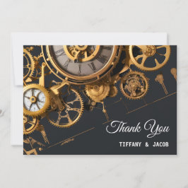 Tarjeta De Agradecimiento Steampunk Extravaganza Boda de relojería de época