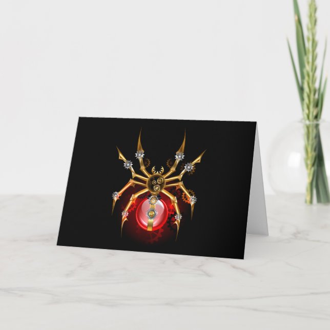 Tarjeta De Agradecimiento Steampunk spider on black (Anverso)