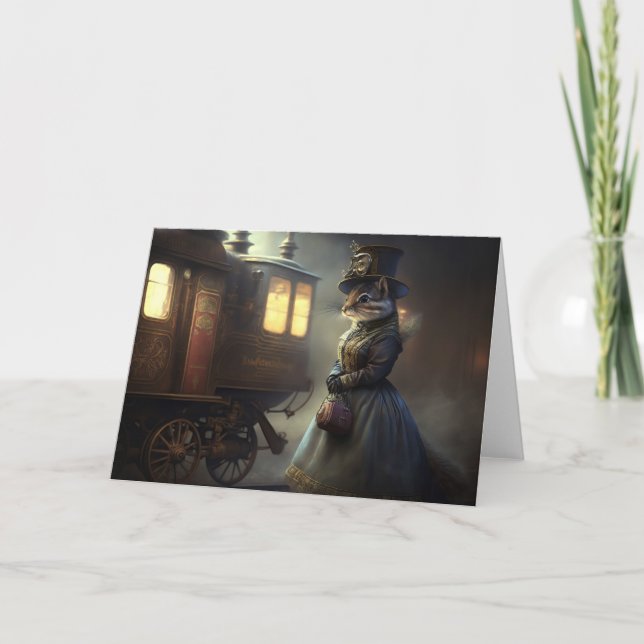 Tarjeta De Agradecimiento Steampunk Victorian Chipmunk (Anverso)