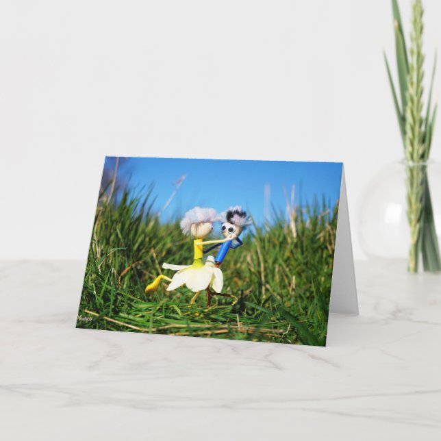 Tarjeta De Agradecimiento Stijldansende Fubby's in Narcissen jurk. (Anverso)