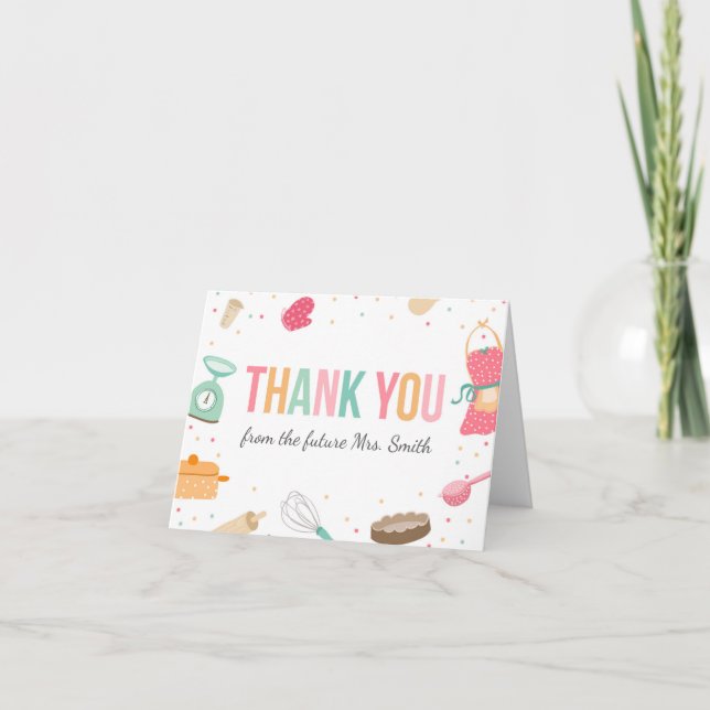 Tarjeta De Agradecimiento Stock The Kitchen Mrs Bridal Shower Gracias (Anverso)
