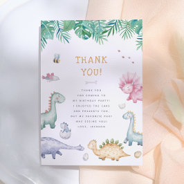 Tarjeta De Agradecimiento Stomp, Chomp & Roar Dinosaur Boys Birthday Party