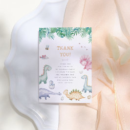 Tarjeta De Agradecimiento Stomp, Chomp & Roar Dinosaur Boys Birthday Party