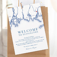 Stonington CT Map Boda Carta de bienvenida Navy az