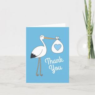 Tarjeta De Agradecimiento Stork Baby Shower Blue Boy