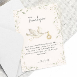 Tarjeta De Agradecimiento Stork Greenery Baby Shower