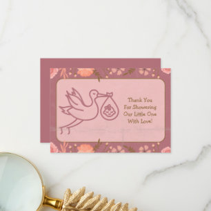 Tarjeta De Agradecimiento Stork llevando Baby-Baby Shower