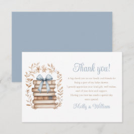 Tarjeta De Agradecimiento Storybook Blue Bow Baby Shower 
