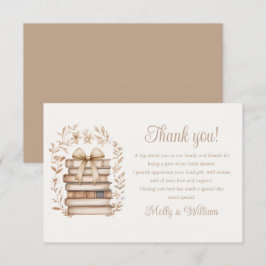 Tarjeta De Agradecimiento Storybook Bow Floral Baby Shower 