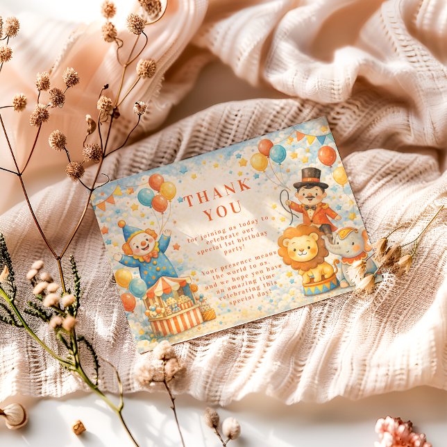 Tarjeta De Agradecimiento Storybook Circus Friends Birthday (Subido por el creador)