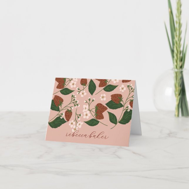 Tarjeta De Agradecimiento Strawberries Bridal Shower personalizada (Anverso)