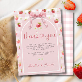 Tarjeta De Agradecimiento Strawberries Ribbon Berry Sweet Baby Shower