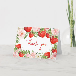 Tarjeta De Agradecimiento Strawberry Baby Shower