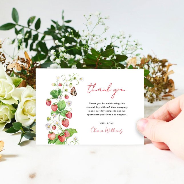 Tarjeta De Agradecimiento Strawberry Baby Shower (Subido por el creador)