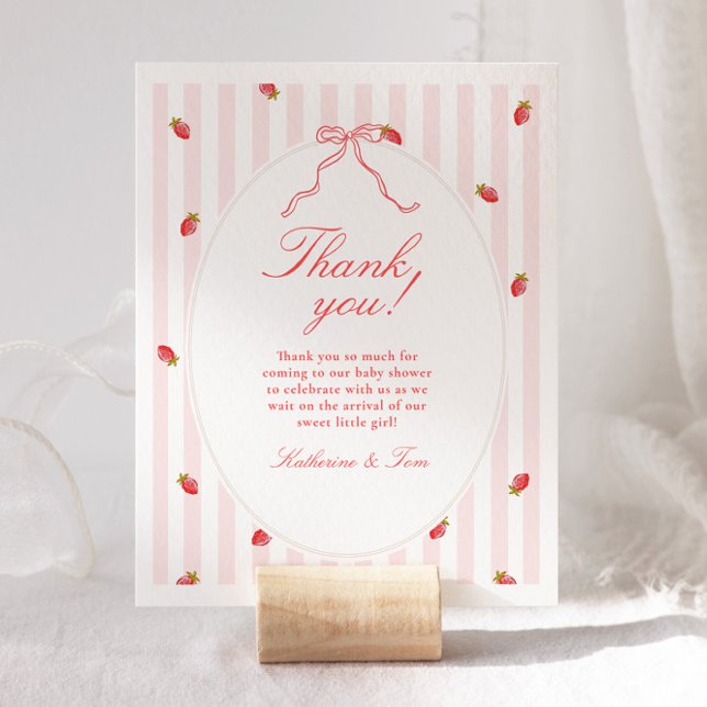 Tarjeta De Agradecimiento Strawberry Baby Shower Thank You Card (Subido por el creador)