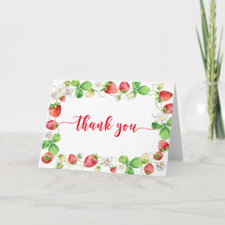 Tarjeta De Agradecimiento Strawberry Baby Shower Thank You Card