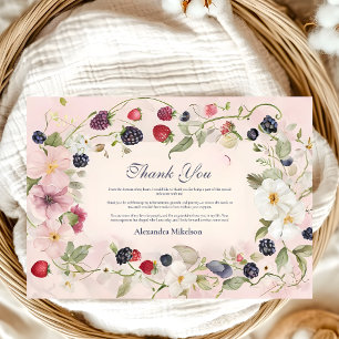 Tarjeta De Agradecimiento Strawberry Berry Primer Fiesta de cumpleaños