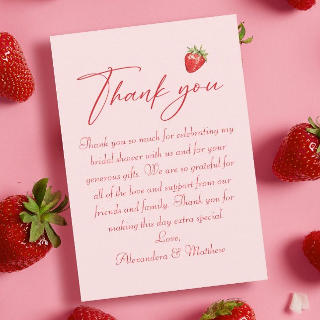 Tarjeta De Agradecimiento Strawberry Bridal Shower (Subido por el creador)