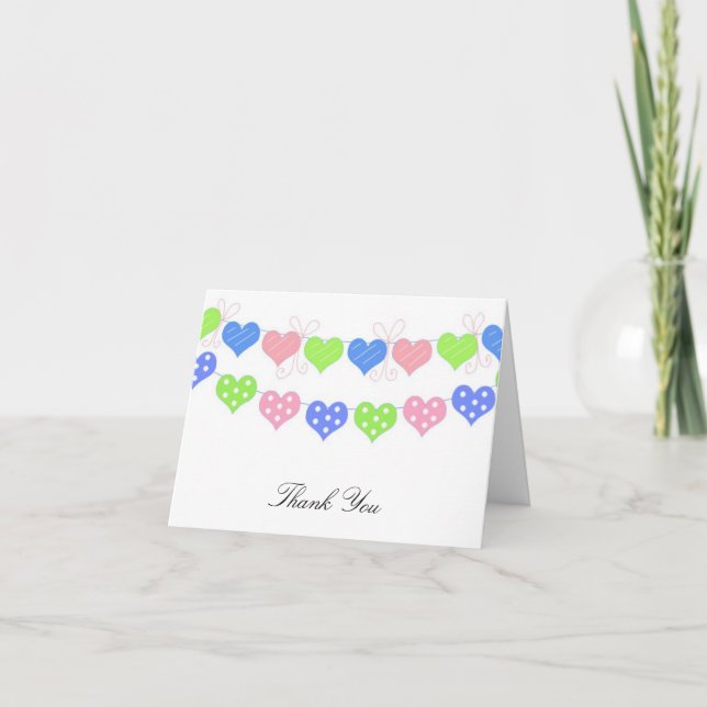 Tarjeta De Agradecimiento String of Hearts Gracias (Anverso)