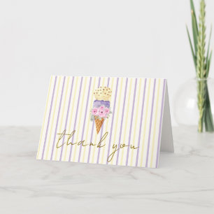 Tarjeta De Agradecimiento Stripe Mínimo Flor Scoop Ice Cream Baby Shower