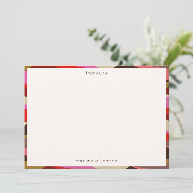 Tarjeta De Agradecimiento Stylish Bold 60s Geometric Border Personalized  (Anverso de pie)