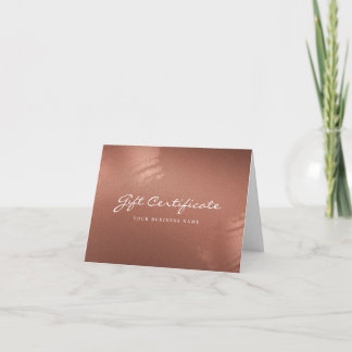 Tarjeta De Agradecimiento Stylish Bronze Business Gift Certificate Card