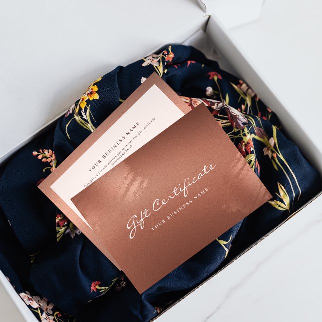 Tarjeta De Agradecimiento Stylish Bronze Business Gift Certificate Card (Stylish Bronze Business Gift Certificate Card)