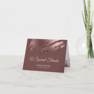 Tarjeta De Agradecimiento Stylish Bronze Special Thanks Business Gift Card