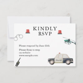 Tarjeta De Agradecimiento Stylish Police Kids Birthday