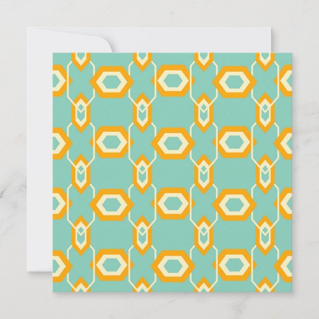 Tarjeta De Agradecimiento Stylized geometric pattern in bold orange hexagon (Anverso)