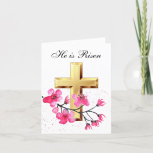 Tarjeta De Agradecimiento Su cruz de flores de Semana Santa es color de agua