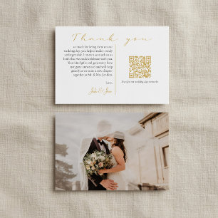 Tarjeta De Agradecimiento Su foto boda y recuerdos código QR Gracias