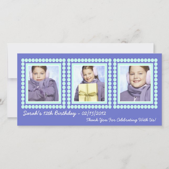 Tarjeta De Agradecimiento Su foto en diva púrpura del cumpleaños de las (Anverso)