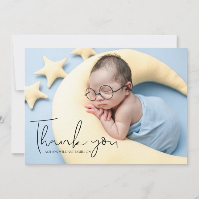 Tarjeta De Agradecimiento Su foto escrita a mano en Baby Shower Gracias (Anverso)