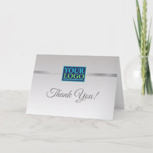 Tarjeta De Agradecimiento Su logotipo nombre de la empresa, franja plateada 