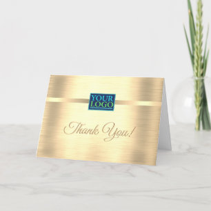 Tarjeta De Agradecimiento Su logotipo, nombre de la empresa, mensaje, dorado